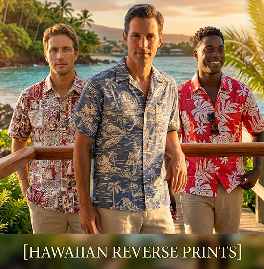 Men's Hawaiian reverse print aloha shirts, a local's pick for what to wear in Hawaii