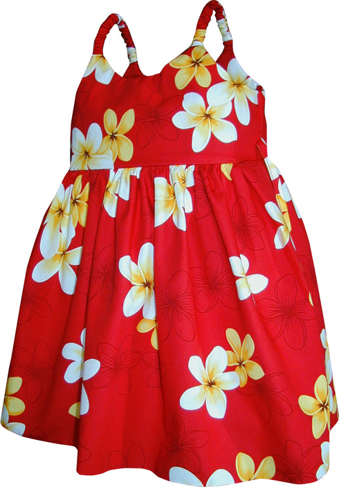 Melemele Yellow Plumeria Girl's Hawaiian Flared Dress