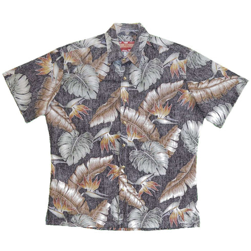 Aloha Leaves Reverse Print Hawaiian Cotton Mens Shirt