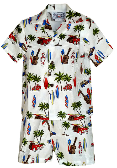 Woodie Surfboard Outing Boy's 2pc Hawaiian Cabana Set
