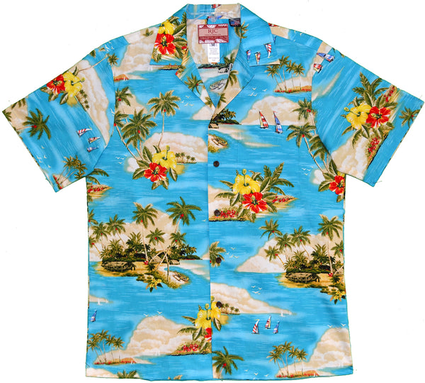 Paradise Island Sailboat Men's Hawaiian Shirt
