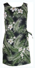 White Hibiscus Fern Women's Mock Wrap Hawaiian Sarong Dress