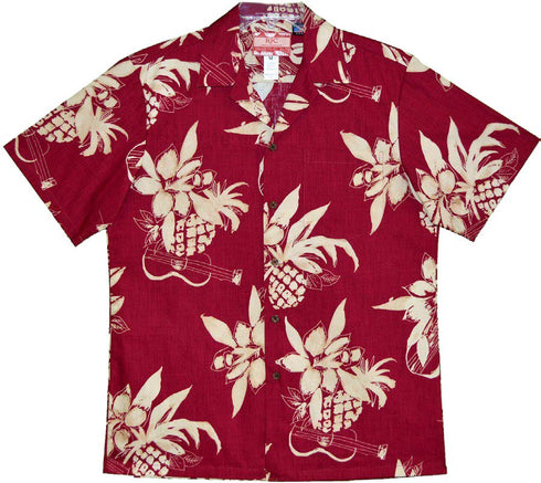 Ukulele Pineapple Sketch Men's Hawaiian Shirt