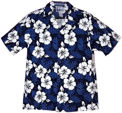 White Hibiscus Fern Men's Hawaiian Shirt