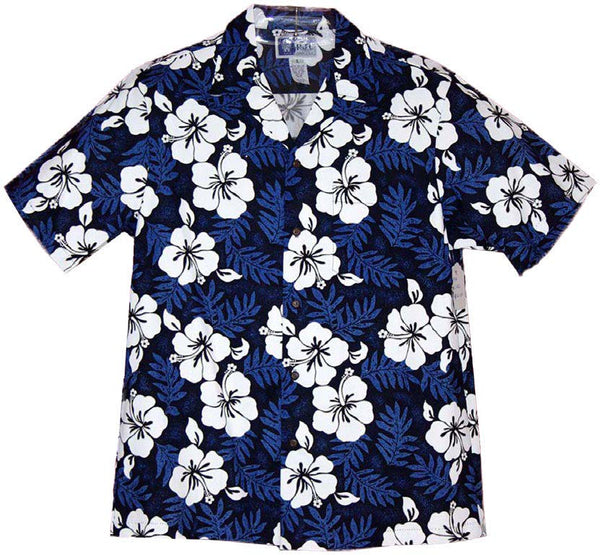 White Hibiscus Fern Men's Hawaiian Shirt