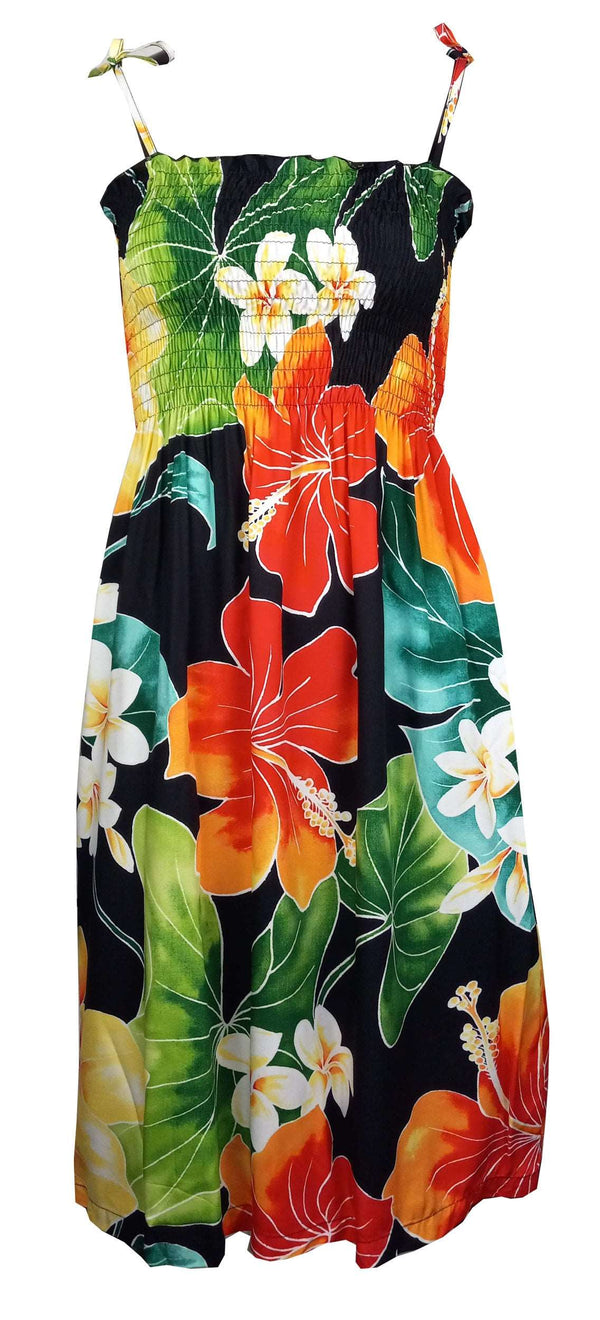 Bold Hibiscus Plumeria Women's Hawaiian Smocked Dress