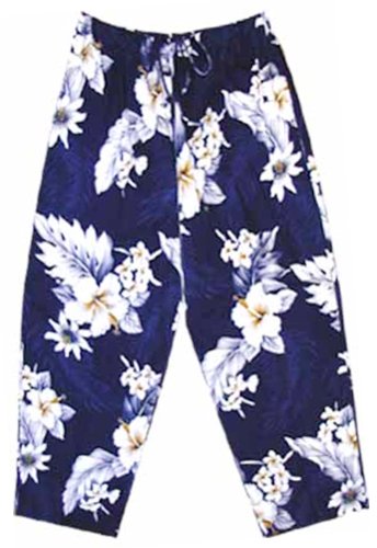 Pacific Legend Womens S to XXL Plumeria Hibiscus Feather Fern Capri Pants