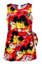 Brilliant Hawaiian Sunset Girl's Mock Wrap Hawaiian Sarong Dress