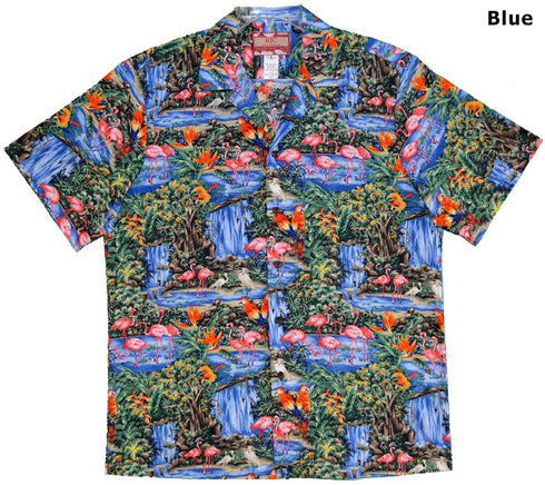 Pink Flamingo Parrot Men's Hawaiian Shirt