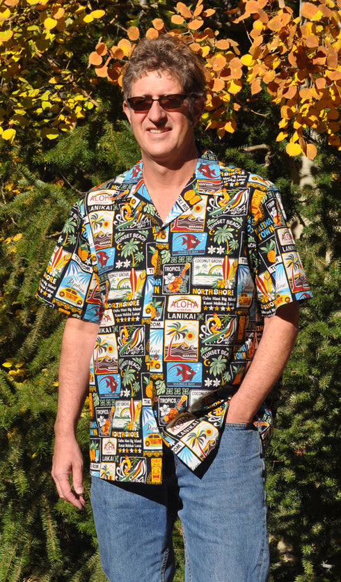 Hawaii State Locations Men's Hawaiian Shirt
