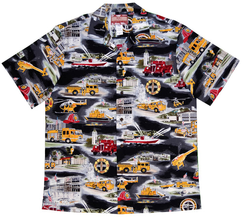 Hawaii Fire Fighter Trucks Men's Hawaiian Shirt