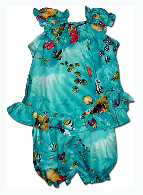 Marine Aquarium Fish Girl's 2pc Hawaiian Cabana Set