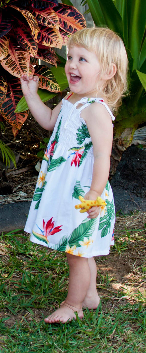 Bird of Paradise Display Girl's Hawaiian Smocked Dress