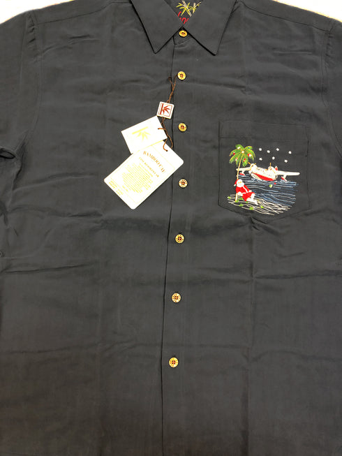 Bamboo Cay Mens Santa's North Pole Flight 2015 Embroidered Shirt