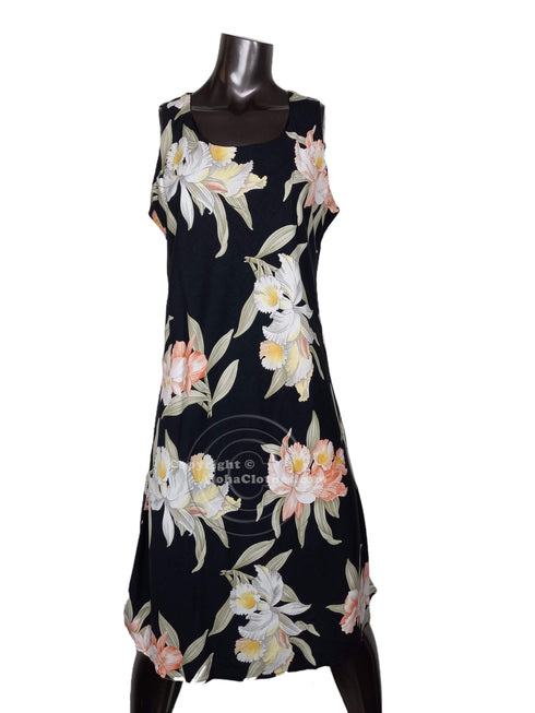 Orchid Corsage Women's Short Tank Flared Hawaiian Dress