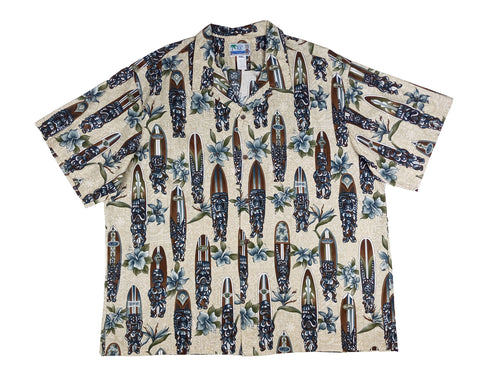 Tiki God Surfboard Men's Hawaiian Shirt