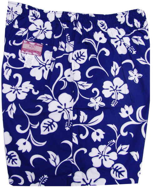 Classic Hibiscus Men's Elastic Waist 3-Pocket Cotton Shorts