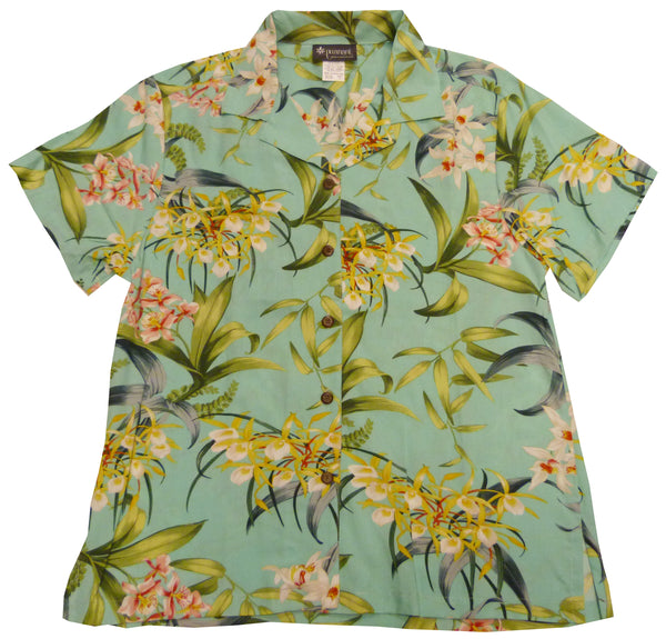 Orchidaceae Women's Hawaiian Camp Shirt – 100% Rayon, Made in Hawaii | RJC