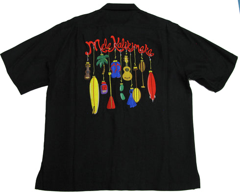 Go Barefoot Mens Xmas Ornaments Mele Kalikimaka Embroidered Shirt