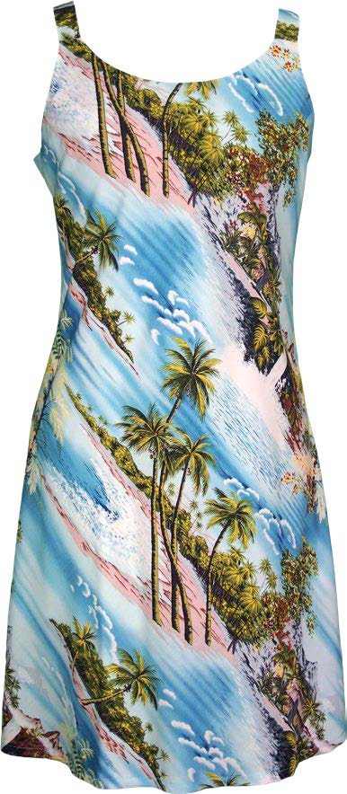 Paradise Island Surf Women's Bias Cut Slimming Hawaiian Dress