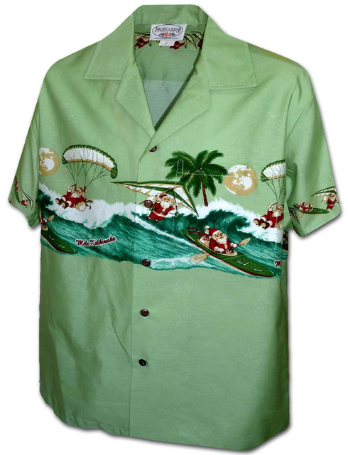 Santa Parasailing Hang Gliding Canoeing Men's Hawaiian Shirt