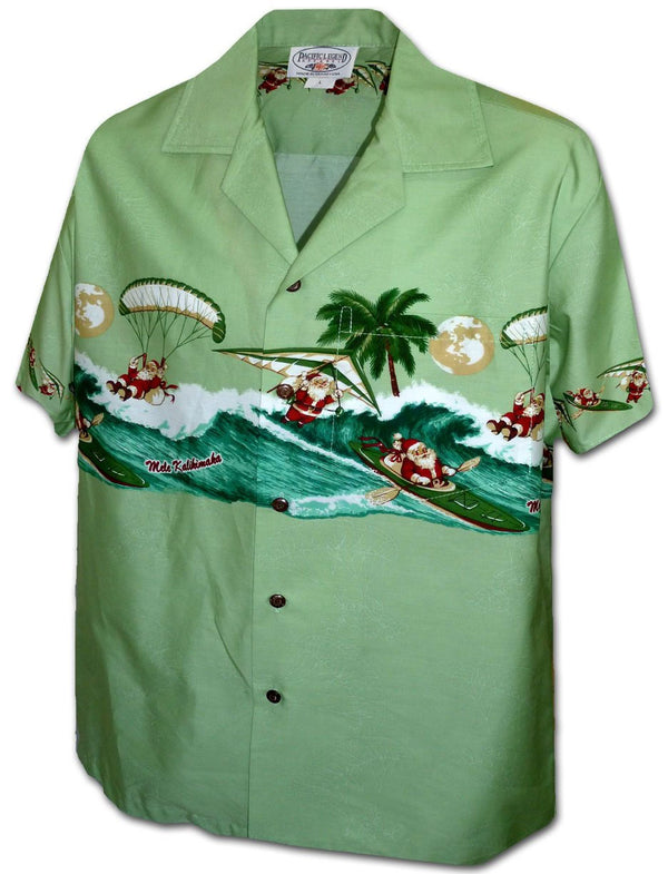 Santa Parasailing Hang Gliding Canoeing Men's Hawaiian Shirt