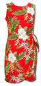 Pikake Jasmine Heliconia Women's Mock Wrap Hawaiian Sarong Dress