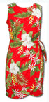 Pikake Jasmine Heliconia Women's Mock Wrap Hawaiian Sarong Dress