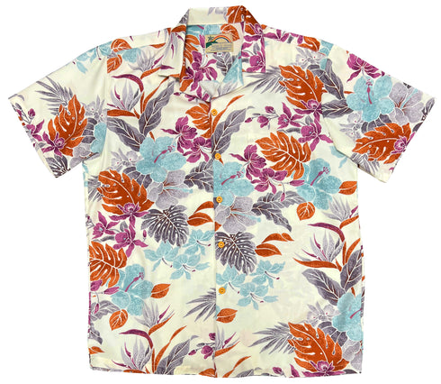 Paradise Found Men's Hilo Ginger Hibiscus Hawaiian Shirt