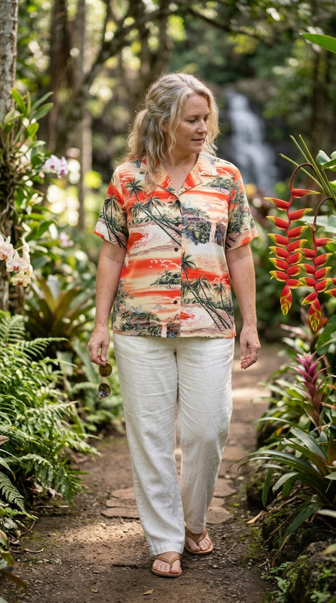 Paradise Island Surf Women's Hawaiian Camp Shirt – 100% Rayon, Made in Hawaii | RJC