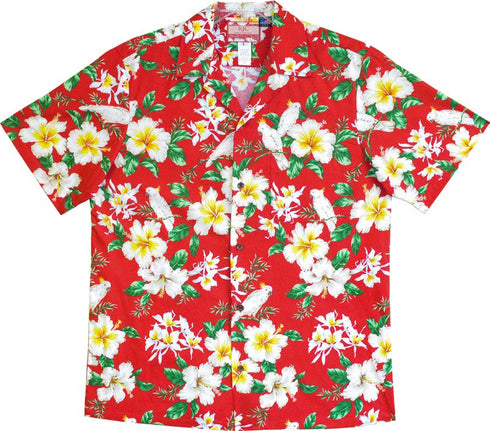 White Parrot Hibiscus Men's Hawaiian Shirt