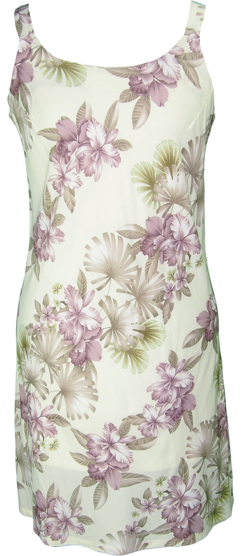 Lovely Flower Lei Women's Bias Cut Slimming Hawaiian Dress