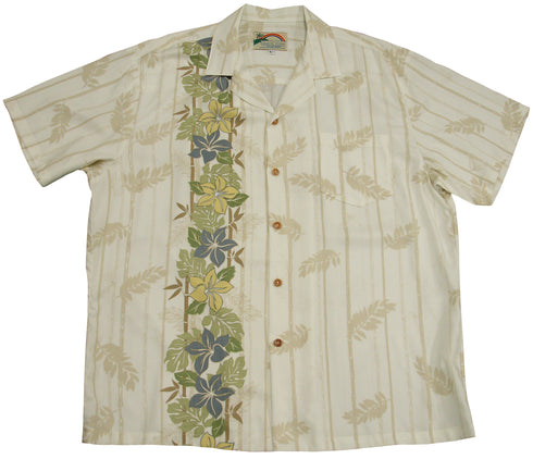 Paradise Found Men's Plumeria Panel Hawaiian Shirt