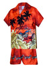 Motorcycle Hawaiian Sunset Boy's 2pc Hawaiian Cabana Set