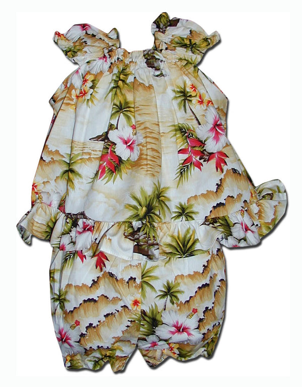 Diamond Head Ocean Wave Girl's 2pc Hawaiian Cabana Set