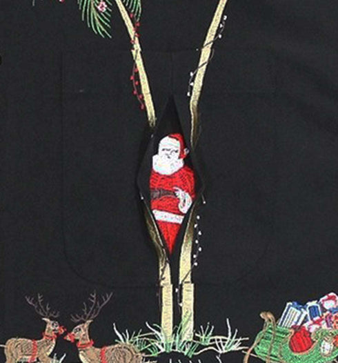 Bamboo Cay Mens Peek A Boo Santa Embroidered Shirt