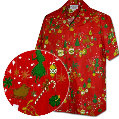 Christmas Honu Hula Ornaments Men's Hawaiian Shirt