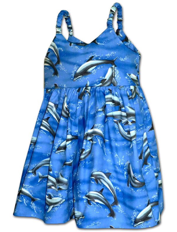 Oceanic Dolphins Girl's Hawaiian Flared Dress