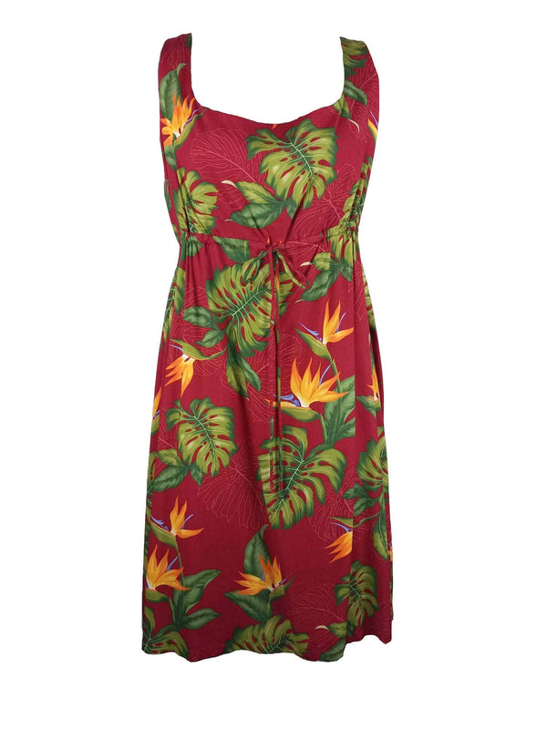 Bird of Paradise Beauty Women's Empire Tie Front Hawaiian Dress (Regular Fit)