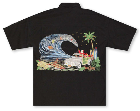 Bamboo Cay Mens Santa's Woody Island Embroidered Shirt
