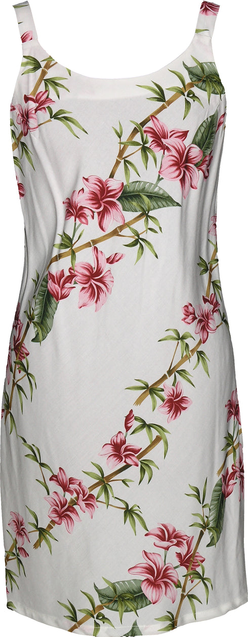 Plumeria Bamboo Panel Women's Bias Cut Slimming Hawaiian Dress
