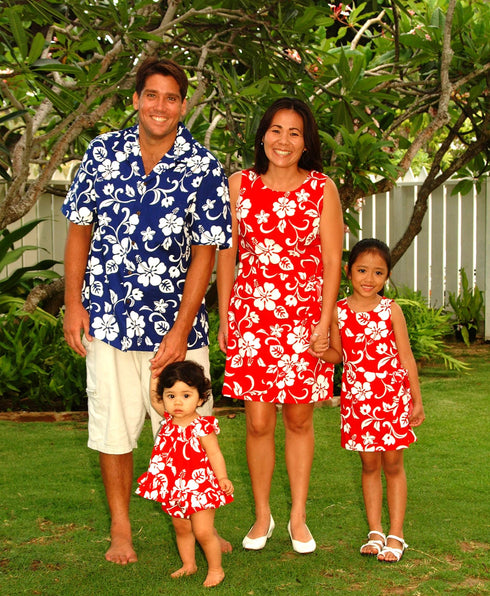 Original Classic Hibiscus Women's Mock Wrap Hawaiian Sarong Dress