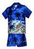 Motorcycle Hawaiian Sunset Boy's 2pc Hawaiian Cabana Set