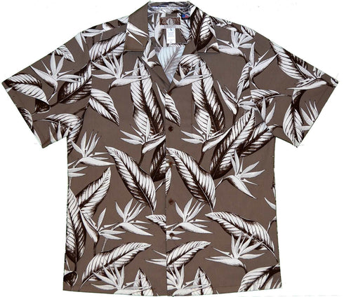 Achromatic Bird of Paradise Men's Hawaiian Shirt