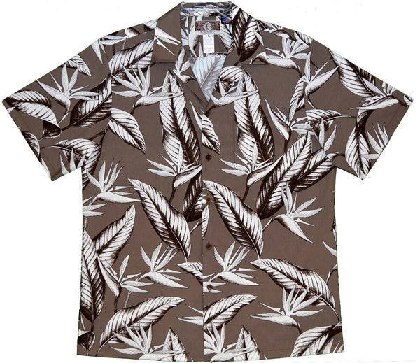 Achromatic Bird of Paradise Men's Hawaiian Shirt