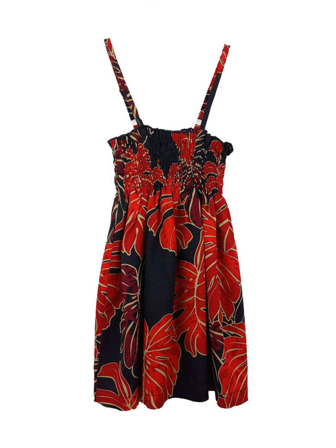 Bold Monstera Leaf Girl's Hawaiian Smocked Dress