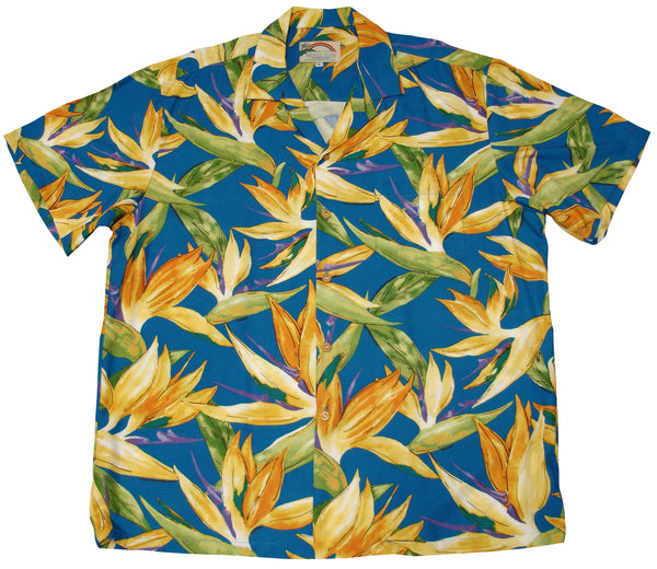 Paradise Found Men's Watercolor Bird of Paradise Hawaiian Shirt