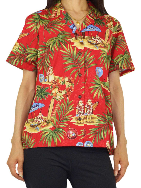 Christmas in Hawaii Women's Hawaiian Camp Shirt