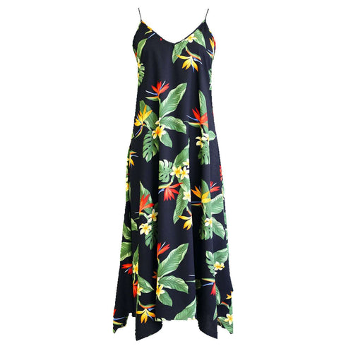 Bird of Paradise Display Maxi Scarf Hawaiian Hem Dress