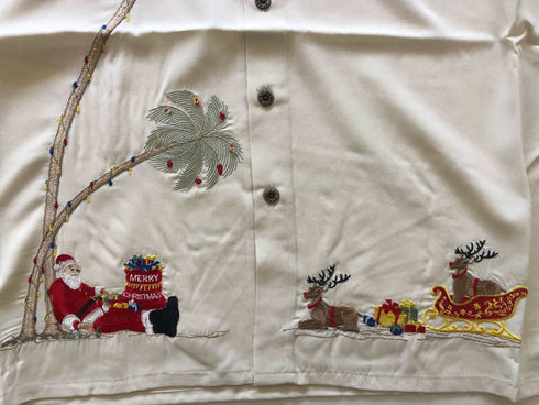 Bamboo Cay Santa Resting Embroidered Christmas Shirt